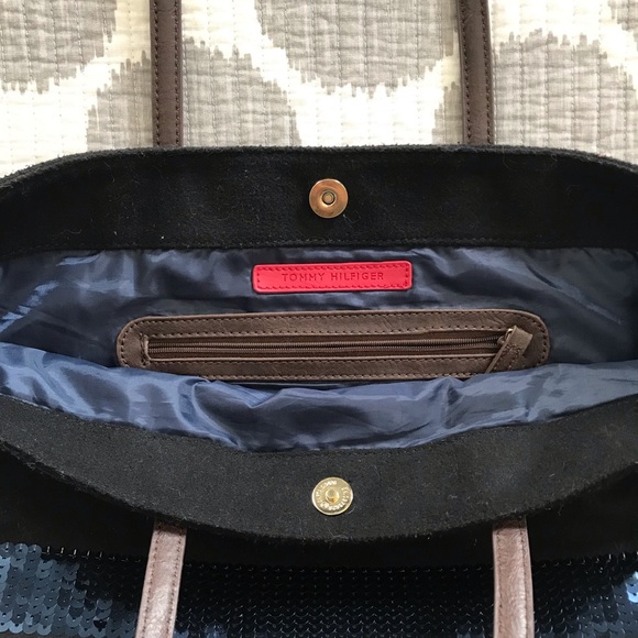 Tommy Hilfiger Black Wool Tote blue & red sequins - Picture 6 of 9